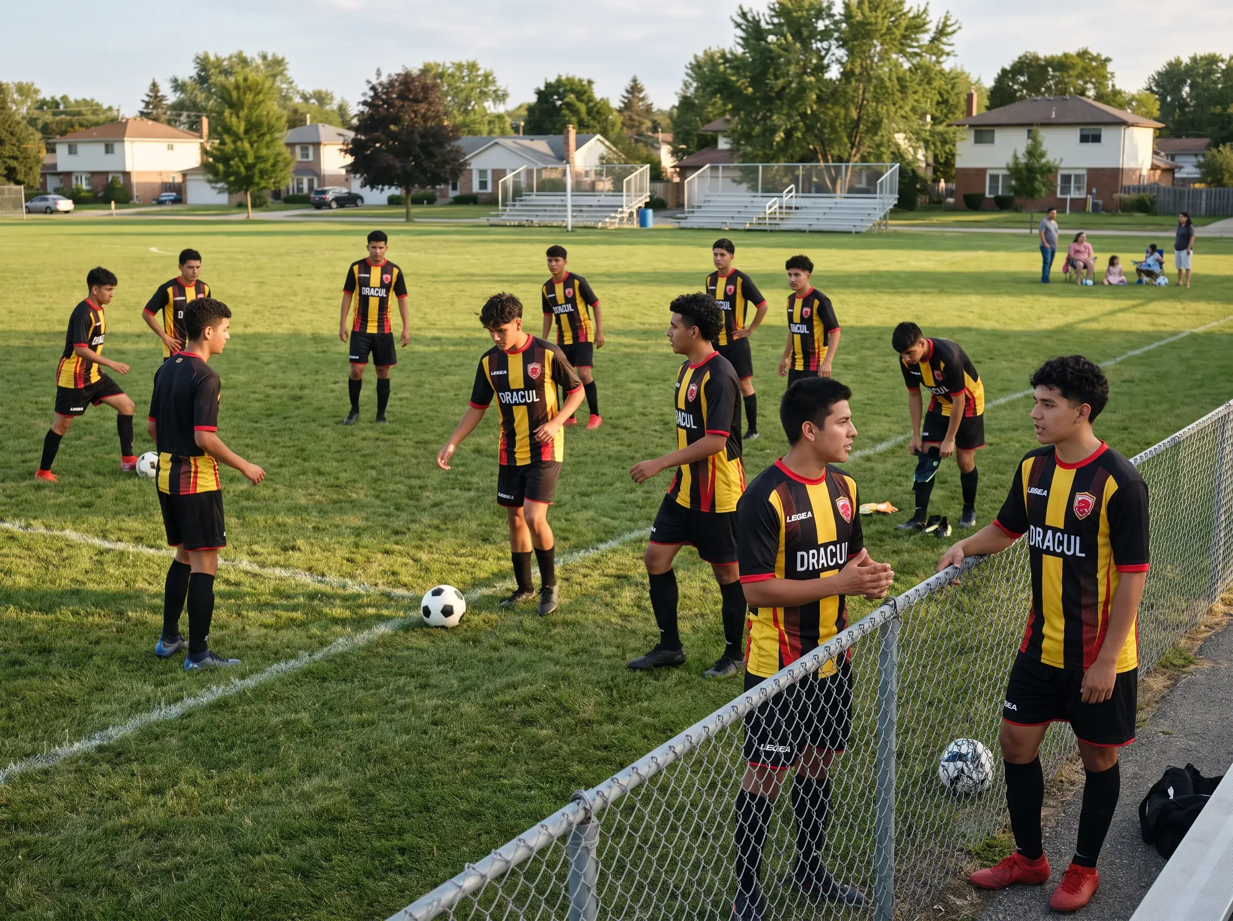 Soccer uniforms in team colors